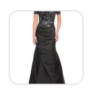 Sequin Beaded Top Satin Mermaid Gown (Size 14)